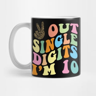 Peace Out Single Digits Groovy 10th Birthday Mug